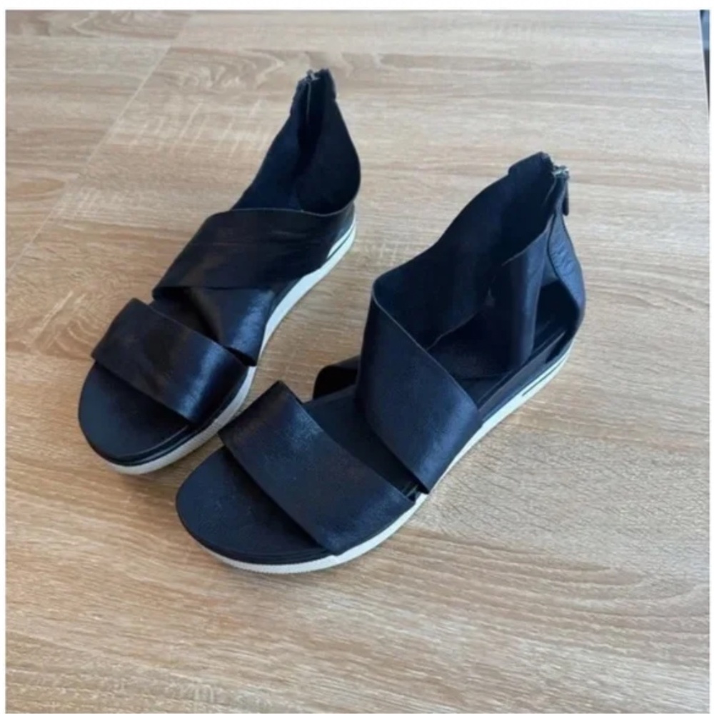 EILEEN FISHER Sport Tumbled Leather Sneaker Sandal Black Women’s Size 8 - Picture 6 of 7